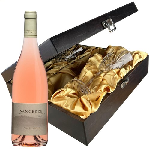 Domaine Doucet Paul & Fils Sancerre Rose French Wine And Glasses In Luxury Presentation Box